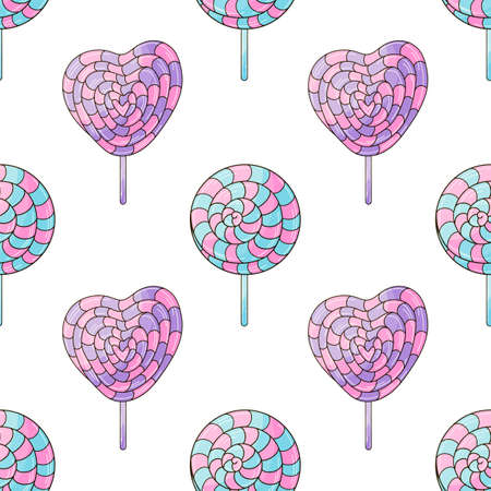 Cute pattern with sweets. candies. Rainbow lollipops seamless pattern. Print for cloth design, textile, fabric, wallpaperのイラスト素材