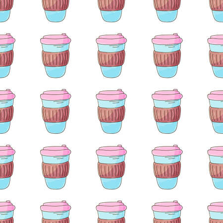 Coffee, milkshakes seamless pattern. Cute pattern for a coffee shop or coffee lovers. Print for cloth design, textile, fabric, wallpaper, wrappingのイラスト素材