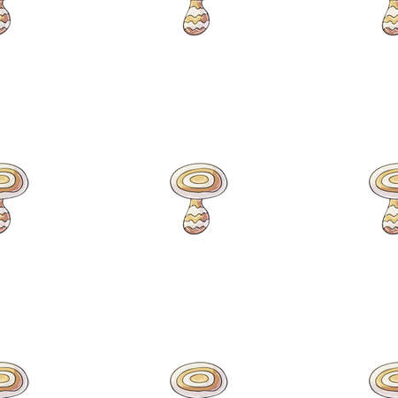 Round Fairy mushroom. Illustration in hand draw style. Seamless pattern for kitchen, restaurant or shop. Can be used for fabric, packaging, wrapping paper and etcのイラスト素材