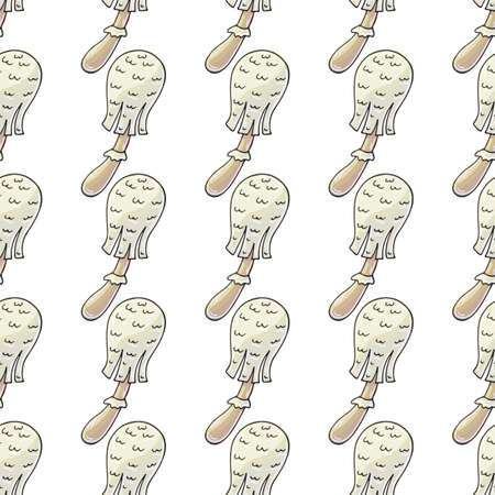 Seamless pattern with forest mushrooms. Pale Fairy mushroom. Illustration in hand draw style. Autumn motives. Can be used for fabric and etcの写真素材