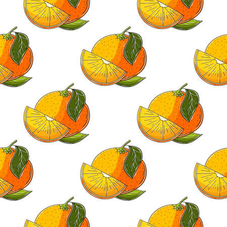 Seamless pattern for kitchen, restaurant or shop. Illustration in hand draw style. oranges. Can be...