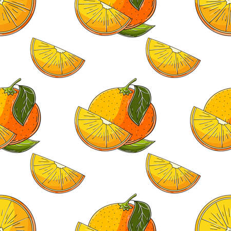 Seamless pattern for kitchen, restaurant or shop. oranges. Illustration in hand draw style. Can be...