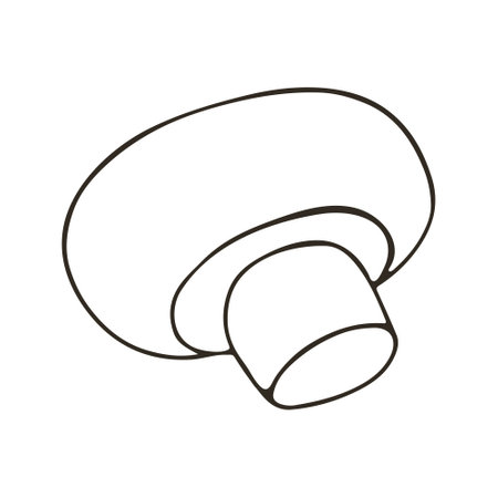 Champignon. Autumn illustration in hand drawn style. Monochrome forest mushroom. Icon, sign, pin, stickerのイラスト素材