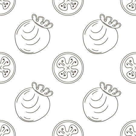Feijoa. Seamless pattern with tropical fruits. Monochrome in hand draw style. Can be used for fabric and etcのイラスト素材