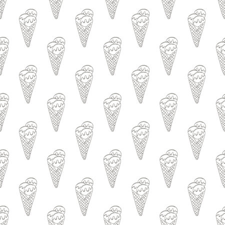 Coloring ice cream seamless pattern. Print for cloth design. Summer holidays with popsicles, ice creamのイラスト素材