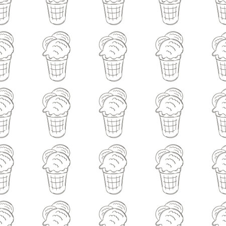 Coloring ice cream. Ice cream seamless pattern. Cute summer pattern. Print for cloth design, textile, fabricのイラスト素材