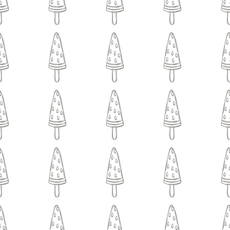 Summer. Coloring ice cream seamless pattern. Wonderful bright pattern with sweet watermelon dessert. print for designのイラスト素材