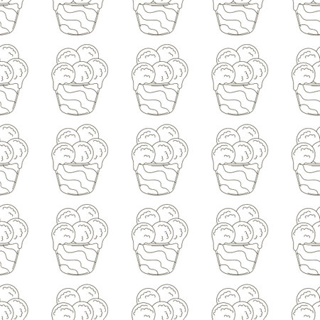 Ice cream seamless pattern. Coloring ice cream balls. Cute summer pattern. print for designのイラスト素材