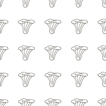 Seamless pattern with forest mushrooms. Illustration in hand draw style. Chanterellesのイラスト素材