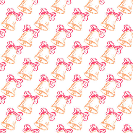 Christmas seamless pattern. Children's drawings with wax crayons. Bells. Print for cloth design, textile, fabric, wallpaperのイラスト素材