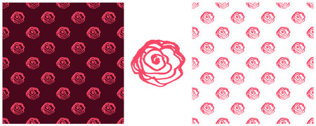 Floral seamless pattern. Set drawings with wax crayons. Lovely roses. Print for cloth design, textile, fabric, wallpaper, wrappingのイラスト素材