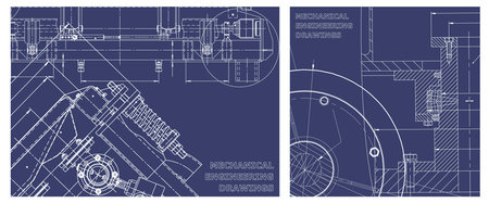 Computer aided design systems. Engineering illustration set. Technical Design. Blueprintのイラスト素材