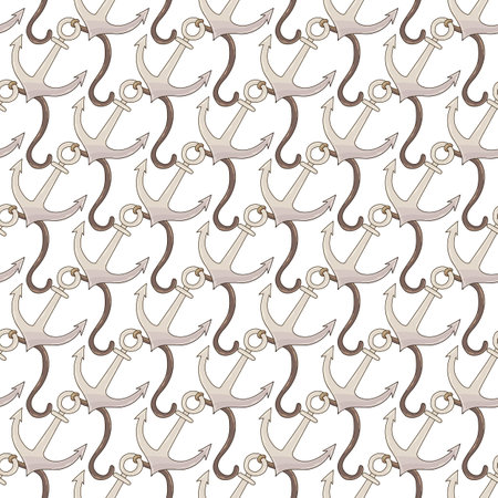 Anchor. Creative marine seamless pattern. Pattern in hand draw style, created for fabrics, textiles, wrapping paper, packaging, children's room, etcのイラスト素材