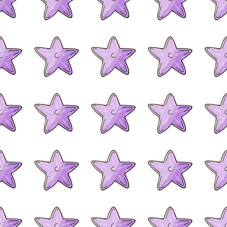Creative marine seamless pattern. Sea stars. Pattern in hand draw style, created for fabrics, textiles, wrapping paper, packaging, children's room, etcのイラスト素材