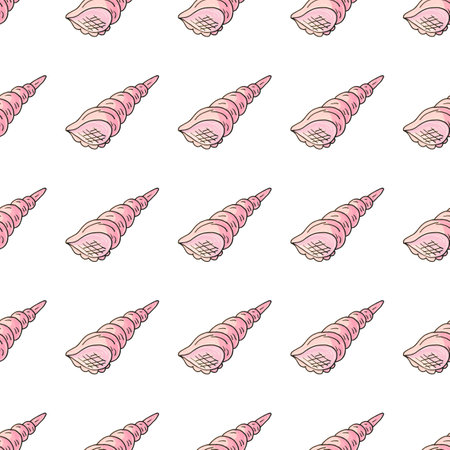 Seashells. Creative marine seamless pattern. Pattern in hand draw style, created for fabrics, textiles, wrapping paper, packaging, children's room decoration, etcのイラスト素材