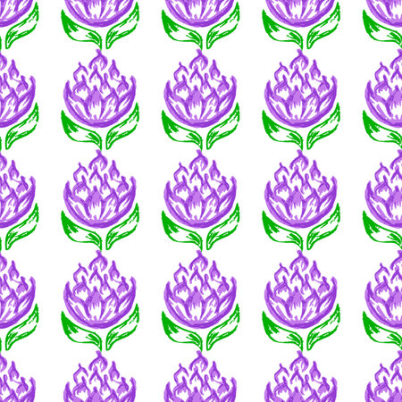 Seamless pattern. Flowers, water lilies. Children's drawings with wax crayons. Print for cloth design, textile, fabric, wallpaper, wrapping paperのイラスト素材