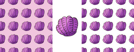 Seashells. Set marine seamless pattern. Pattern in hand draw style, created for fabrics, textiles, etcのイラスト素材
