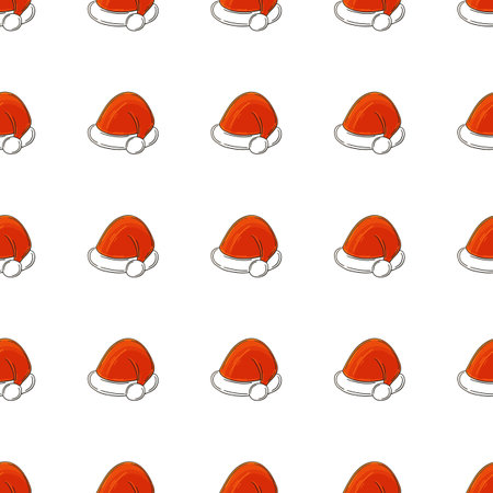 Christmas greetings. New Year's hats. Seamless pattern in hand draw style. Can be used for fabric, packaging, wrapping and etcのイラスト素材