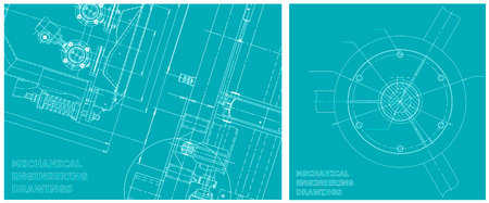 Blueprint. Technology Background. Engineering illustration set. Mechanical engineering drawing. Technical illustrationsのイラスト素材