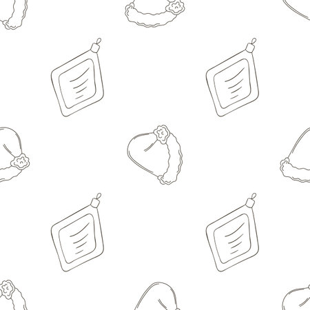 Christmas holidays. Coloring pattern in hand draw style. Christmas toys, hats, gifts. Can be used for fabric and etcのイラスト素材