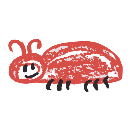 Bug. Children's drawing with wax crayons and pastels. Vector design for paper, cover, fabric,...