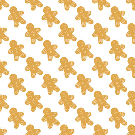 Christmas seamless pattern in hand-drawn style. Gingerbread. Print for design, textile, fabric,...