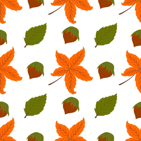 Cute autumn seamless pattern. Fairytale leaves. Wallpaper for your creativity. Print for design, textileのイラスト素材