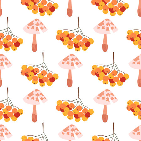Multicolored autumn seamless pattern. Fairytale mushrooms. Wallpaper for your creativity. Print for...