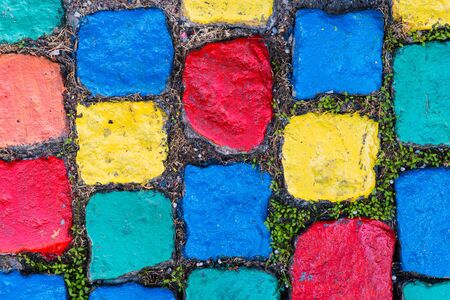 Colourful Pavement - Painted Cobblestonesの写真素材