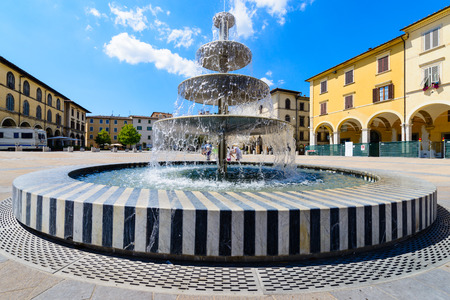 fountain multi-tiered in the city square of Colle di Val d'Elsaの写真素材