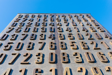 Poznan, POLAND - September 06, 2016: Monument of Polish cryptologists (Enigma Codebrakers)breaking...