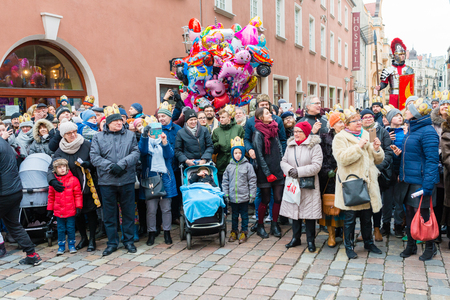 Poznan, POLAND - JANUARY 6, 2019: Epiphany holiday in Christian religion - traditional procession, reconstruction of visit of the Magi to the infant Jesus - also called procession of three kingsのeditorial素材