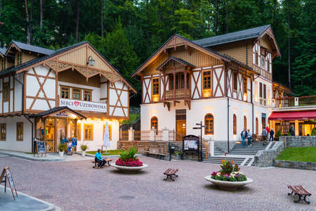 Szczawnica, Poland - August 12, 2016; Healing Water Pump Room and Spa House in the Spa Park in Szczawnicaのeditorial素材