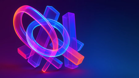 bstract 3D Futuristic Design with Neon Fluorescent Colors and Transparent Geometric Shapesの写真素材