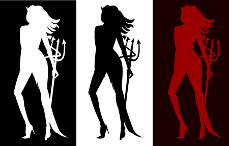 three sexy women devil silhouettesのイラスト素材
