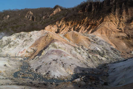 Jigokudani in sunny day at Noboribetsu , Hokkaidoの写真素材