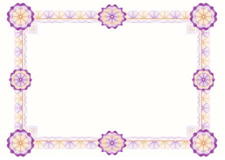 guilloche: classic decorative frame with rosettes for diploma, certificate and similar documentsのイラスト素材