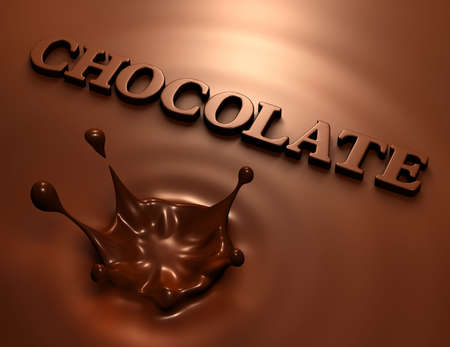 3D render of simple chocolate splash and inscription