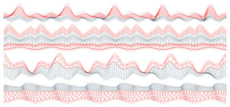 Set of four guilloche borders suitable for currency, certificate or diplomaの写真素材