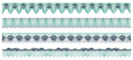 Set of four guilloche borders suitable for currency, certificate or diplomaの写真素材