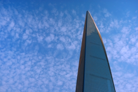 High skyscraper in the blue sky of Shanghai