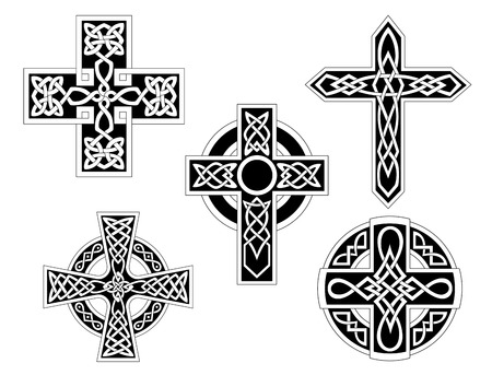 Set of irish celtic crosses. Vector illustrationのイラスト素材