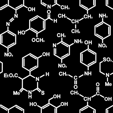 Chemistry seamless background for wallpaper or science design. Vector illustrationのイラスト素材