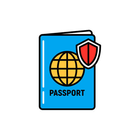 International passport travel and immigration document with personal data isolated icon. Vector id person identification card, official international paper with information about person, documentationのイラスト素材