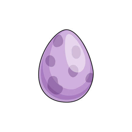 Dino egg isolated purple eggshell of prehistoric reptile. Vector spotted glossy dinosaur egg, cartoon bird or animal, tyrannosaurus or lizard jurassic era monster. Easter holiday painted egg symbolのイラスト素材