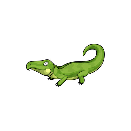 Pliosaurus crocodile-like lizard isolated reptile icon. Vector Pliosauroidea extinct short-necked marine reptile with large head and tail. Pliosauroids prehistoric animal of Jurassic Cretaceous periodのイラスト素材
