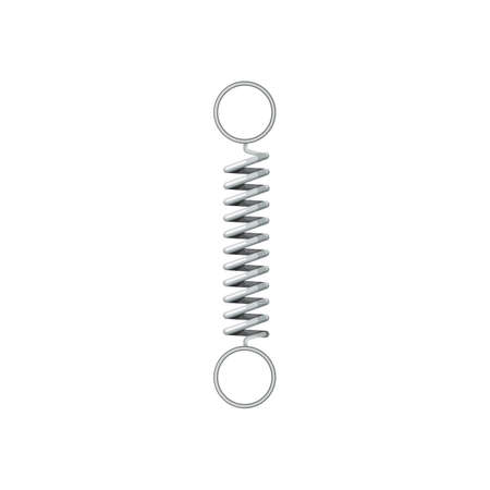 Metal coil helical spring suspension with round hoes on ends isolated icon. Vector automation component, tension vehicle spare part with hooks, detail compression and extension elastic objectのイラスト素材