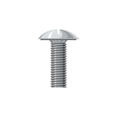Stainless steel cap head bolt fixing metal object isolated. Vector building and repair, construction detail, galvanized automation component. Grade stainless steel bolt, fixing and fastening objectのイラスト素材