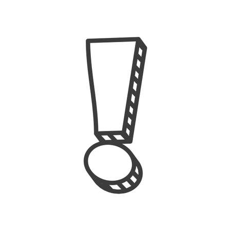 Reverse exclamation mark isolated attention sign in doodle style, font element. Vector alert or warning symbol, hazard or risk, danger meaning sign, caution or risk hazard mark, alarm riskのイラスト素材