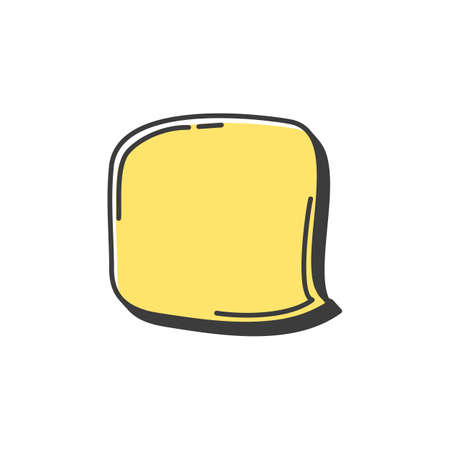Thought or say information bubble, doodle of chat message sign isolated dialogue or talk outline speech bubble. Vector chatting or message box, yellow balloon doodle style of thinking sign symbolのイラスト素材